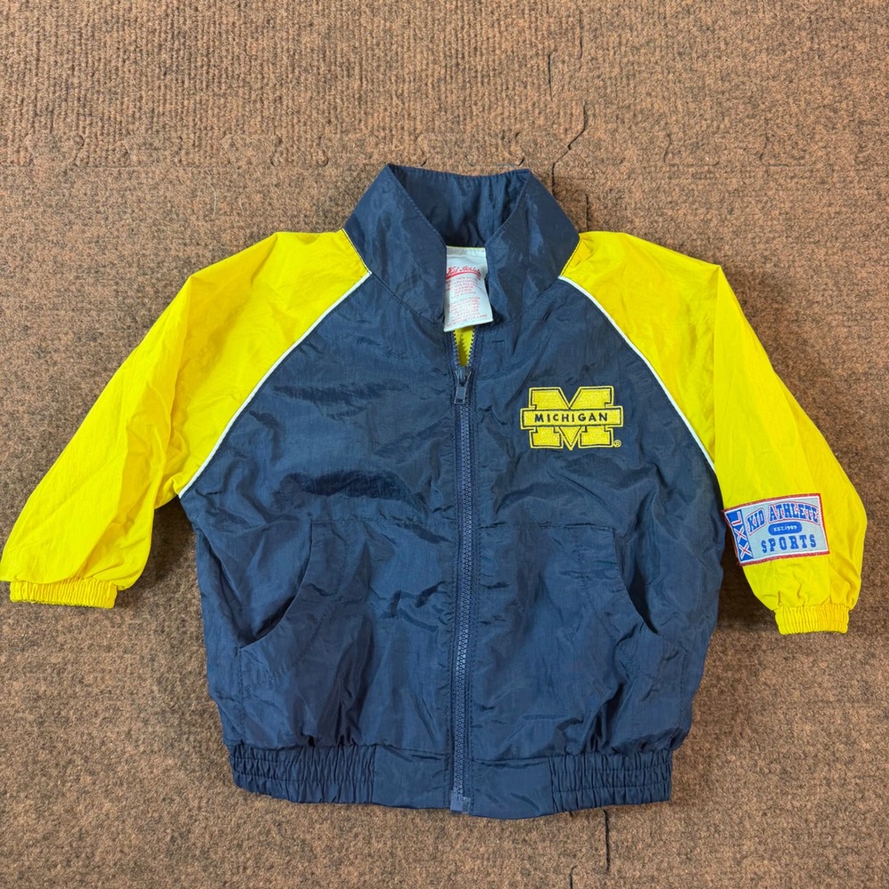 Kid Athlete Michigan Wolverines Windbreaker Jacket Navy Yellow Kids 6/9 Months